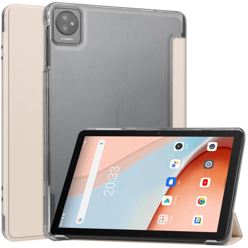 Blackview Tab7 WiFi 10.1インチケース カバー Pokaas タブレットケース 保護カバー 専門ケース NEWモデル 三つ折りスタンド機能 半透明バックカバー マグネットス付き 軽量 薄型 シンプル おしゃれ