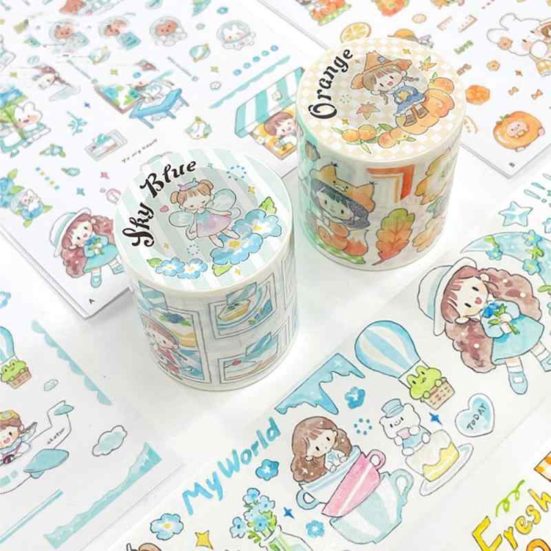 Alideco 2個 マスキングテープ 和紙テープ かわいい女の子 Molinta 色相コレクション 45mm幅×5m巻 粘着 テープ 広幅 DIY おしゃれ マステ シール