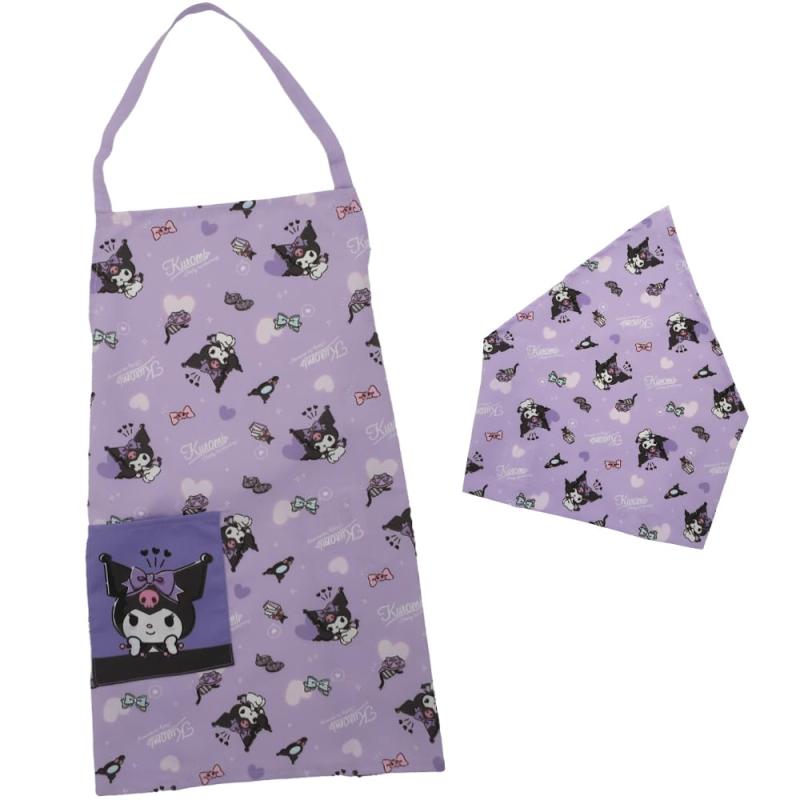 クロミ 子供エプロン130cm 三角巾セット 887977 SANRIO サンリオ 給食着 バンダナ43941