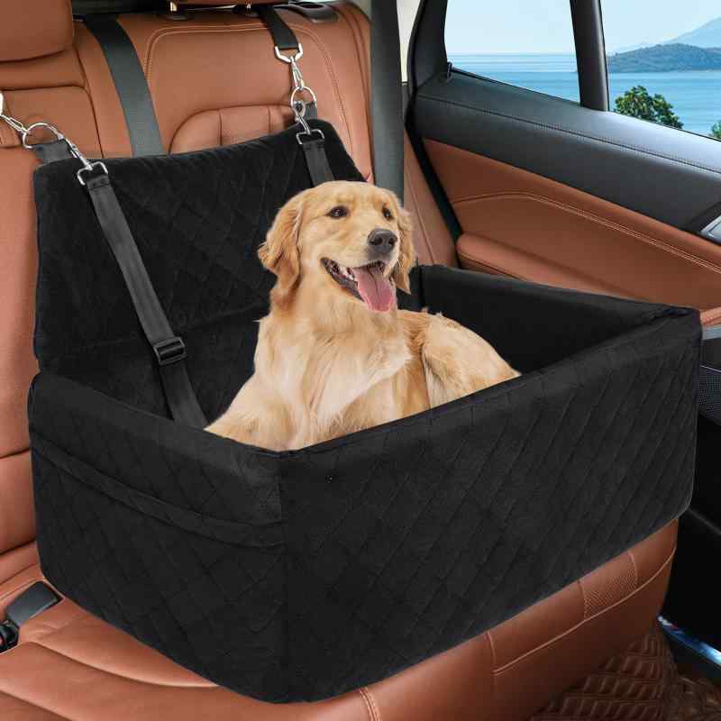 ドッグベッド 車載 犬用 着脱式 丸洗い 洗える シートパッド ベルベット グレー ブ...
