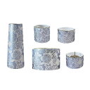 陶器製 モダン仏具5点セット『ゆい花』 (丸香炉) 藤 (j1271-1-3)