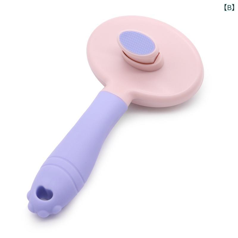 ペットブラシ 猫 犬 ステンレス ABS TPR 深緑 紫ピンク お手入れ 普段使い 家庭 グ...