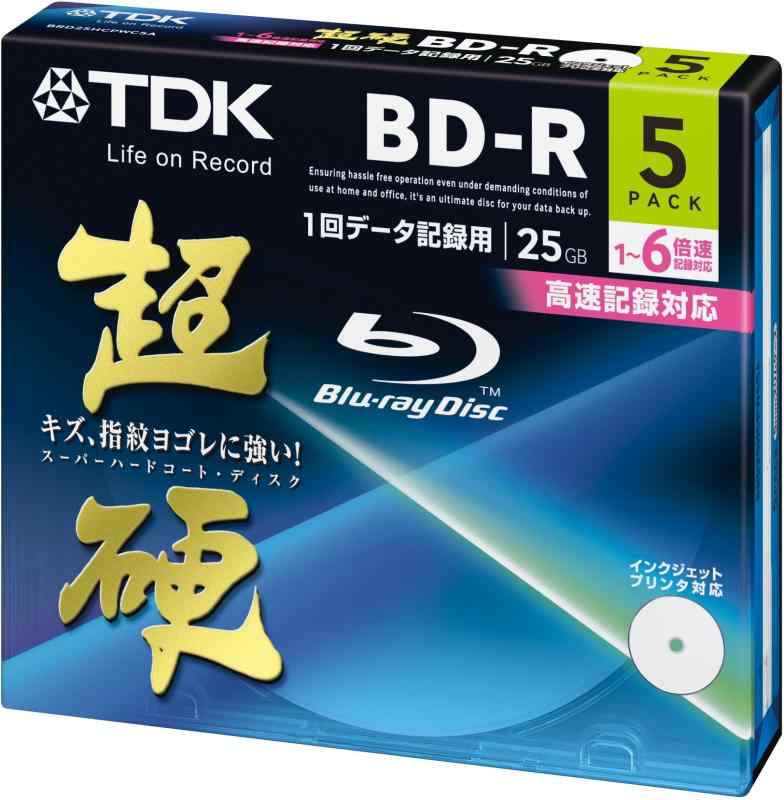 TDK ǡѥ֥롼쥤ǥ Ķť꡼ BD-R 25GB 1-6® ۥ磻ȥ磻ɥץ󥿥֥ 5ѥå 5mmॱ BRD25HCPWC5A