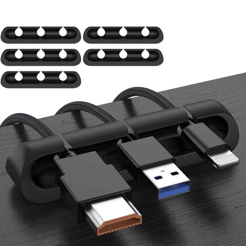 ケーブルホルダー YOJOCK ケーブルクリップ ケーブル固定 コードクリップ配線整理 コード管理 ケーブルまとめる落下防止 固定 収納用 貼り付けタイプ (ブラック)
