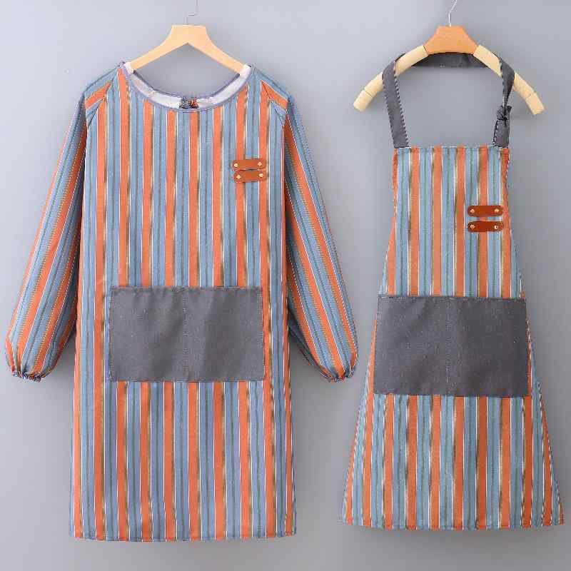 Cooking Apron - エプロン メンズ レディース 厚手 大きいサイズ キャンバス 長袖 スモック 耐摩耗性 料理 キッチン 厨房 仕事 シンプル モダン 普段使い おしゃれ オレンジ グリーン オールシーズン