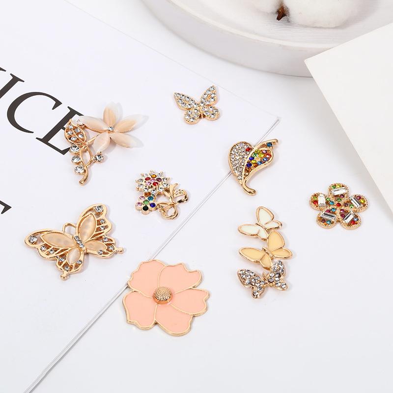 クローシューズ アクセサリー 蝶 花 モチーフ 金属 バックル ジルコニア 電気メッキ加工 ピンク 夏 シ..