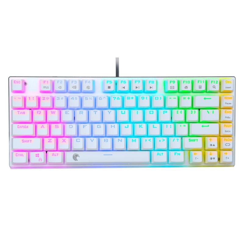 ゲーミングキーボード 赤軸 青軸 茶軸81キーアンチゴーストキー メカニカル式LOLゲーム用キーボード RGB発光LEDバックライト付き USB有線高速反応 防水ゲーム用パソコンキーボード