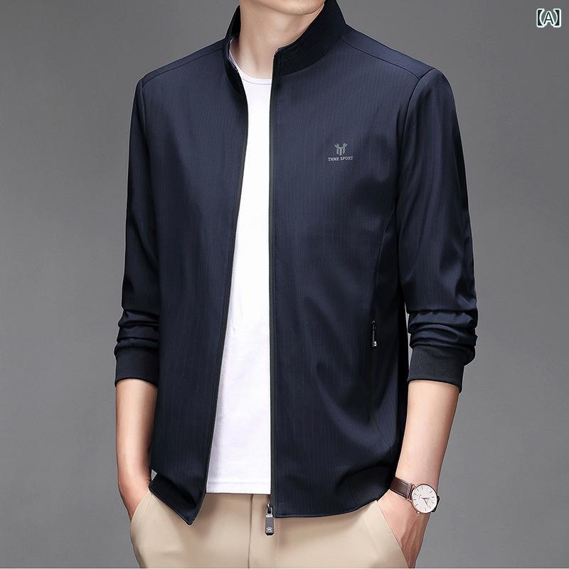 ジャケット メンズ 男性用 ブルゾン ミドルエイジ 普段使い 長袖 ポリエステル 耐摩耗性 ハーフコート アウター 立ち襟 ジップアップ 無地 紺色 ネイビー ブラック M L XL 2L 3L・カテゴリ: ジャケット・スタイル: ベーシッ...