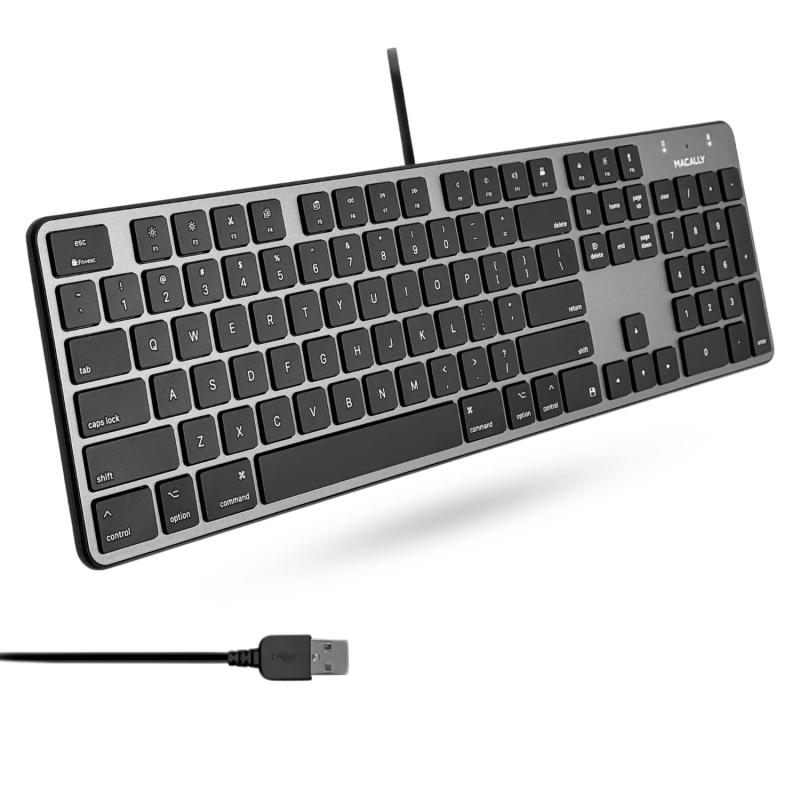 MACALLY mac キーボード US配列 有線 オールアルミフレーム スリム 静音性 シザー式キー テンキー付き 在宅勤務 テレワーク iMac Pro iMac MacBook Pro MacBook Air対応 MacとWindowsPC 対応