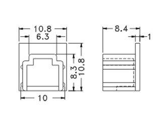 テクノベインズ RJ11(6極),RJ12, RJ14, RJ25用キャップ(黒)つまみなし 6個入り RJ11CAPK-B0-6