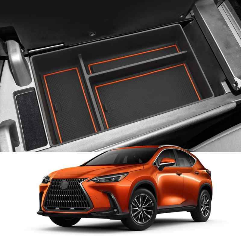 Coleya 新型 レクサス NX 2代目 2022 専用 内蔵型コンソールトレイ 250 350 350h 450h+アームレスト収納 カーアクセサリー センター収納ボックス ABS素材 ラバーマット付き 充電USB機能 滑り止め 収納