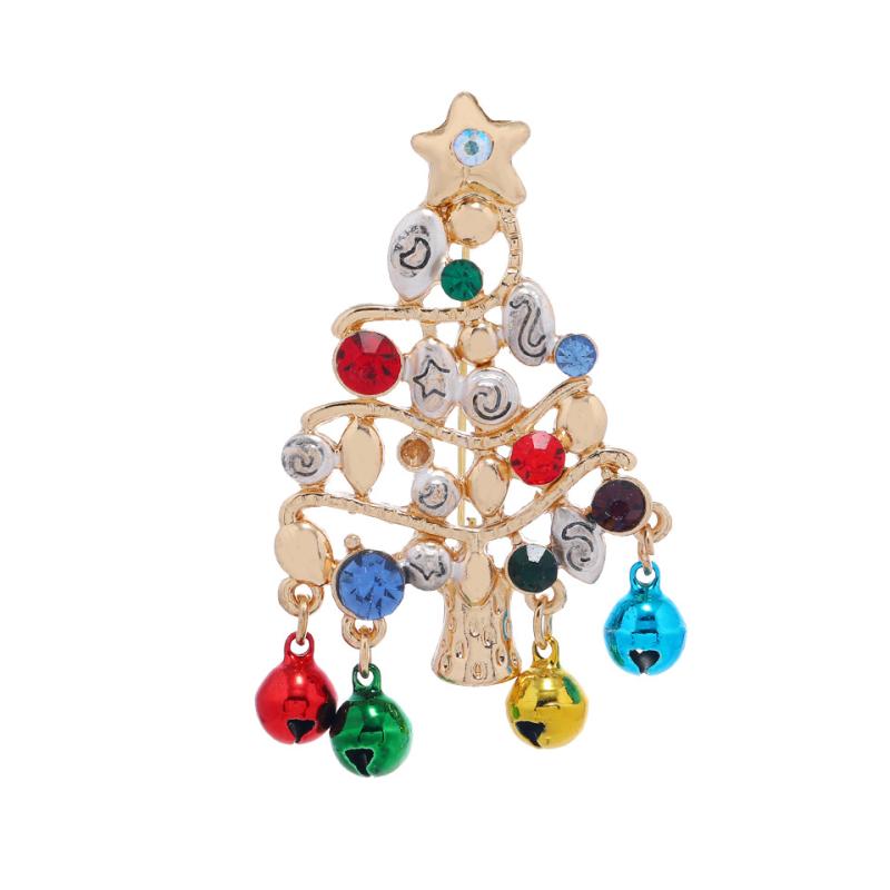 ブローチ メンズ レディース クリスマス ツリー ベル スノーマン かわいい 冬 ヴィンテージ風 カラフル ホワイト ラインストーン メタル デコレーション アクセサリー