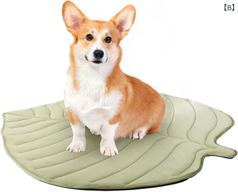 櫻花舎楽天市場店のペット マット 犬 葉っぱ 型 クーリング 防滑 水洗い 耐用 コットン 軽量 通気 暖かい フランネル ライトブルー ライトグリーン オールシーズン 小型犬 中型犬 大型犬｜アングル3