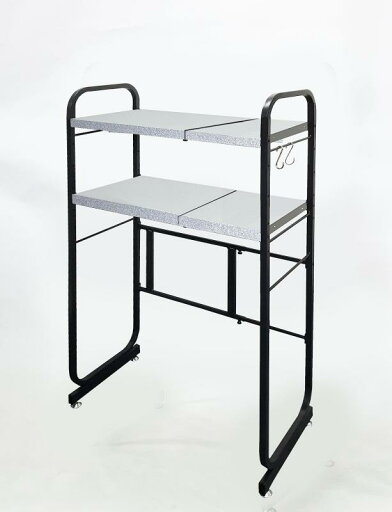 【ガルバリウム鋼板使用】ILC ゴミ箱上ラック レンジラック 幅55~90×奥行40×高さ129cm 伸縮式 ダストボックスラック キッチンラック 2段 レンジ台 ラック フック2個付き 要組立 (ブラック) 【ガルバリウム鋼板使用】ILC ゴミ箱上ラック レンジラック 幅55~90×奥行40×高さ129cm 伸縮式 ダストボックスラック キッチンラック 2段 レンジ台 ラック フック2個付き 要組立 (ブラック)