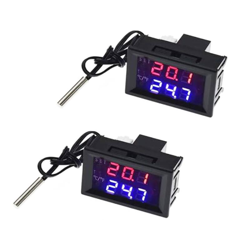 2PCS W1209WK Temperature Controller -50 to 110 Celsius (-58 to 230 F) DC 12V Programmable Heating Cooling Thermostat Control Sw