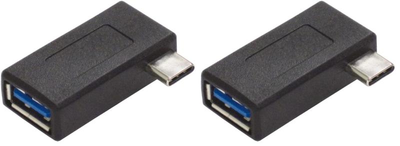 櫻花舎楽天市場店のアイネックス USB3.1 Type C 変換アダプタ Cオス - Aメス タイプC L型 U30CA-LFADT｜アングル2