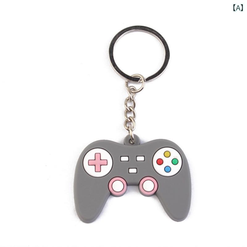 キーホルダー ゲームコントローラー型 PVC製 子供用 バッグチャーム 吊り下げ アクセサリー ミニチュア ギフト プレゼント パーティー 誕生日 クリスマス 雑貨 グレー レッド イエロー グリーン ブラック ブルーの商品画像 2