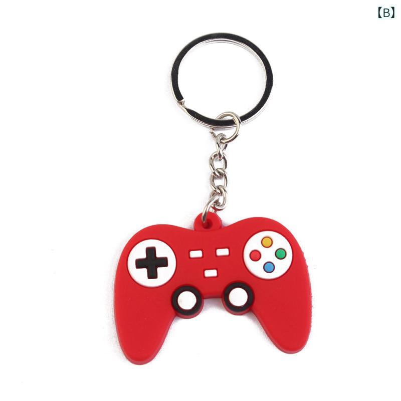 キーホルダー ゲームコントローラー型 PVC製 子供用 バッグチャーム 吊り下げ アクセサリー ミニチュア ギフト プレゼント パーティー 誕生日 クリスマス 雑貨 グレー レッド イエロー グリーン ブラック ブルーの商品画像 3