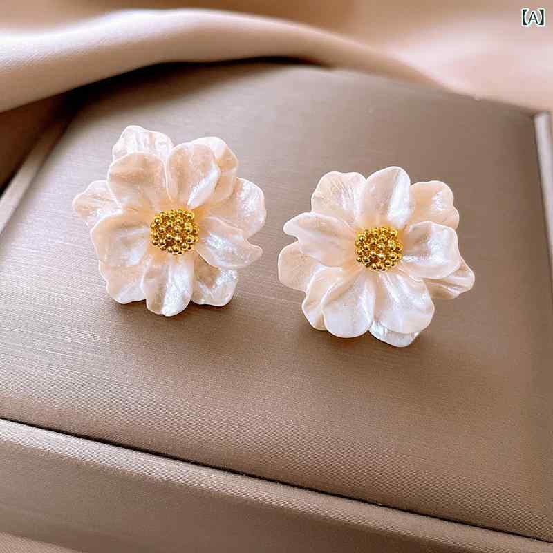 耳飾り レディース 山茶花 ピアス アクリル レトロ 独特 かわいい 花 少女心 ファ...