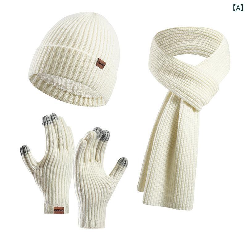 ニット帽 男性用 メンズ マフラー 手袋 3点セット アクリル 厚手 防寒 保温性 あったか 暖かい ソフト..
