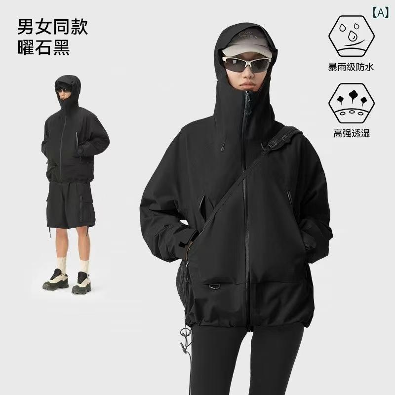 アウター ユニセックス 男性用 女性用 シェルジャケット マウンテンパーカー スリーインワン 防風 防水 透湿 撥水 高機能 フード付き ゆったり カジュアル スキー 登山 ランニング フィットネス スポーツ アウトドア ポリエステル製 オールシーズン対