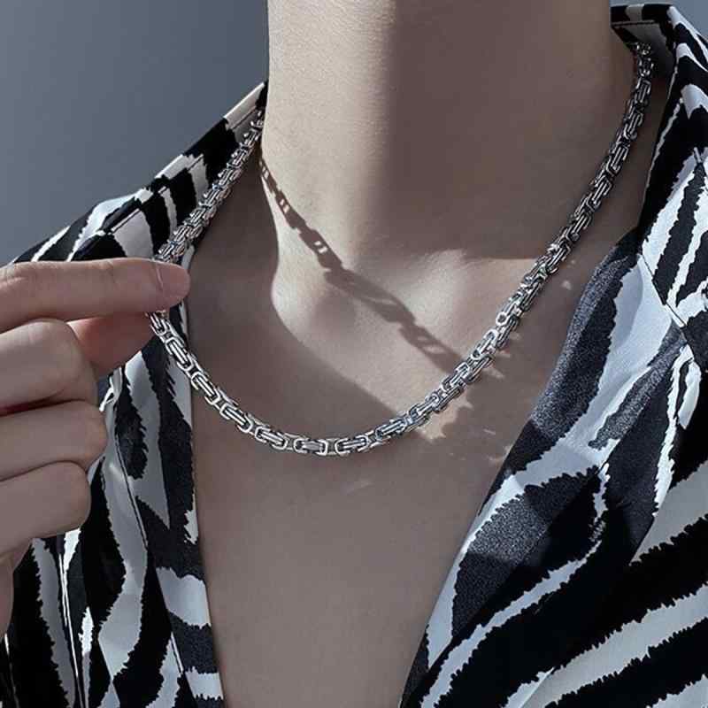 ネックレス メンズ レディース チタン 帝王チェーン 古巴チェーン ジオメトリック 四角形 幾何学 太め 5mm 金属 錆びにくい 色落ちしない アクセサリー 首飾り 喜平チェーン ジュエリー 普段使い ギフト カジュアル おしゃれ 30g