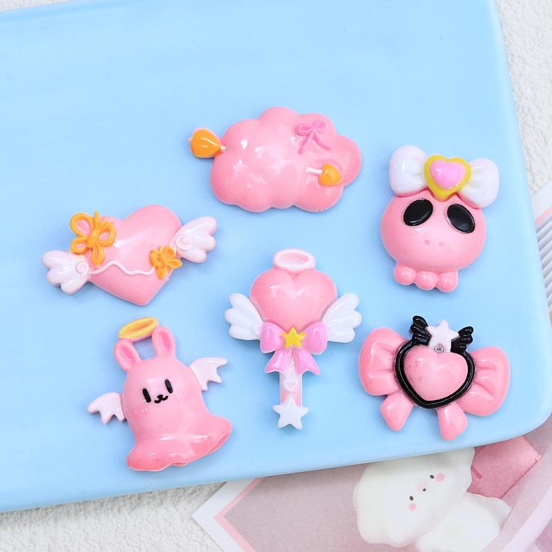 DIYパーツ レディース 女の子 デコパーツ 手芸 アクセサリー パーツ ハンドメイド 樹脂 素材 シリコンホイップ デコレーション ヘアクリップ 髪飾り シューズチャーム 魔法 雲 ドクロ 魔法の杖 蝶ネクタイ ハート おばけ かわいい キャラクター