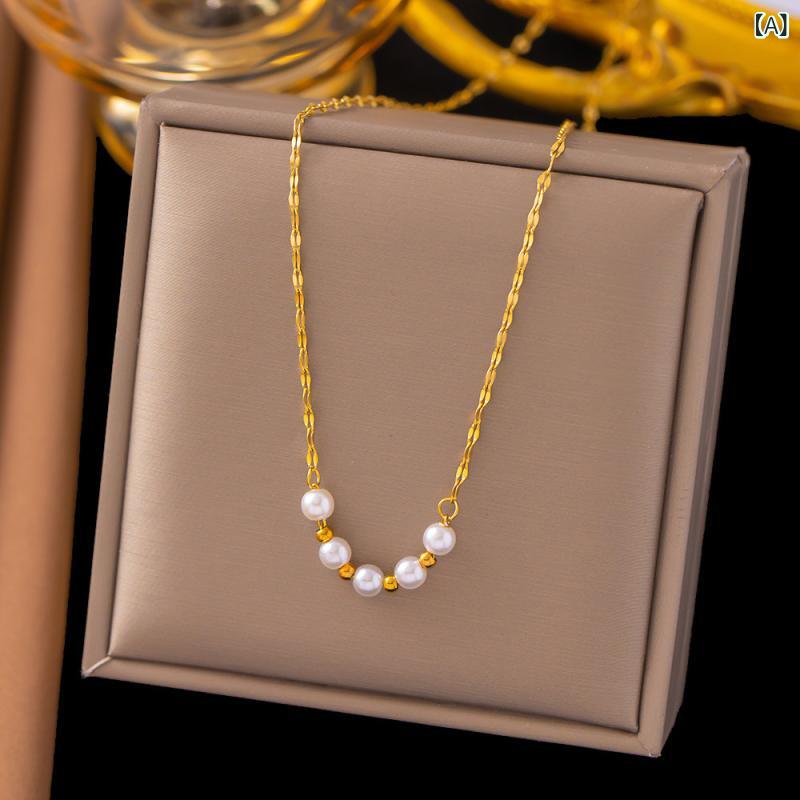 ネックレス レディース ステンレス サージカル ステンレス メタル 金属 ハート シェル 蛇骨 チェーン 華奢 鎖骨チェーン チョーカー ペンダント ジュエリー アクセサリー かわいい 上品 高級感 ゴールド スチール