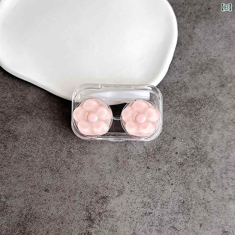 コンタクトレンズケース メンズ レディース ミニ かわいい 花 フラワー 透明 クリア 一体型 携帯 持ち運び 収納 保管 ケア 普段使い 旅行 トラベル 外出 ポータブル 軽量 小物 緑 ピンク 黄 okashashop-10433404 櫻花舎楽天市場店 サンプル画像3