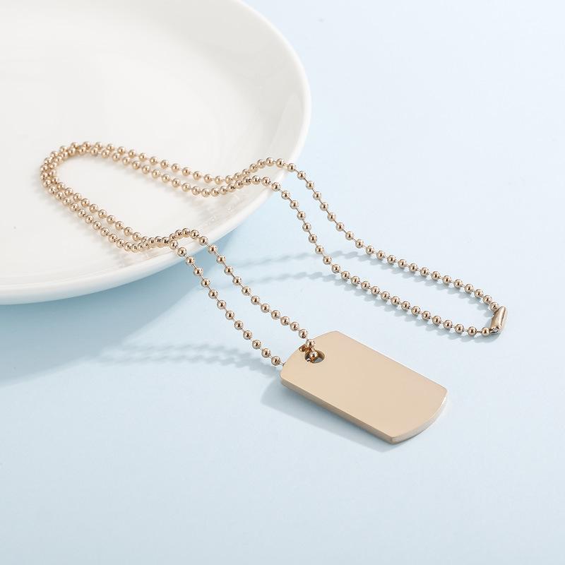 ネックレス メンズ レディース ペアペンダント ドッグタグ プレート アクセサリー 幾何学 鏡面加工 刻印 ボールチェーン ステンレス 頑丈 金属 ゴールド スチール 玫瑰金 シルバー 首飾り 普段使い デイリー カジュアル おしゃれ