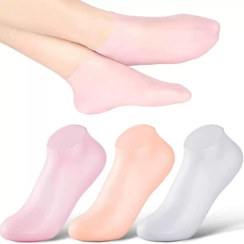 ソックス メンズ レディース ユニセックス 男女兼用 硅胶 シリコン 保湿 潤い かかと 靴下 柔軟 ショート丈 履くだけ 自宅 エステ カサカサ 対策 シンプル 無地 ピンク 肌 白
