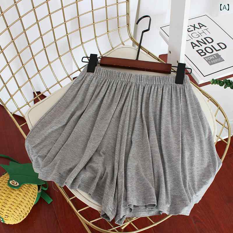 ショートパンツ レディース 短パン パンツ ボトムス 半ズボン 部屋着 ルームウェア 薄手 キュロットパンツ 接触冷感 涼しい 伸縮性 ストレッチ ウエストゴム ハイウエスト 楽ちん 普段使い カジュアル リラックス おうち時間 シンプル 無地 浅グレー okashashop-10453579 櫻花舎楽天市場店 サンプル画像2