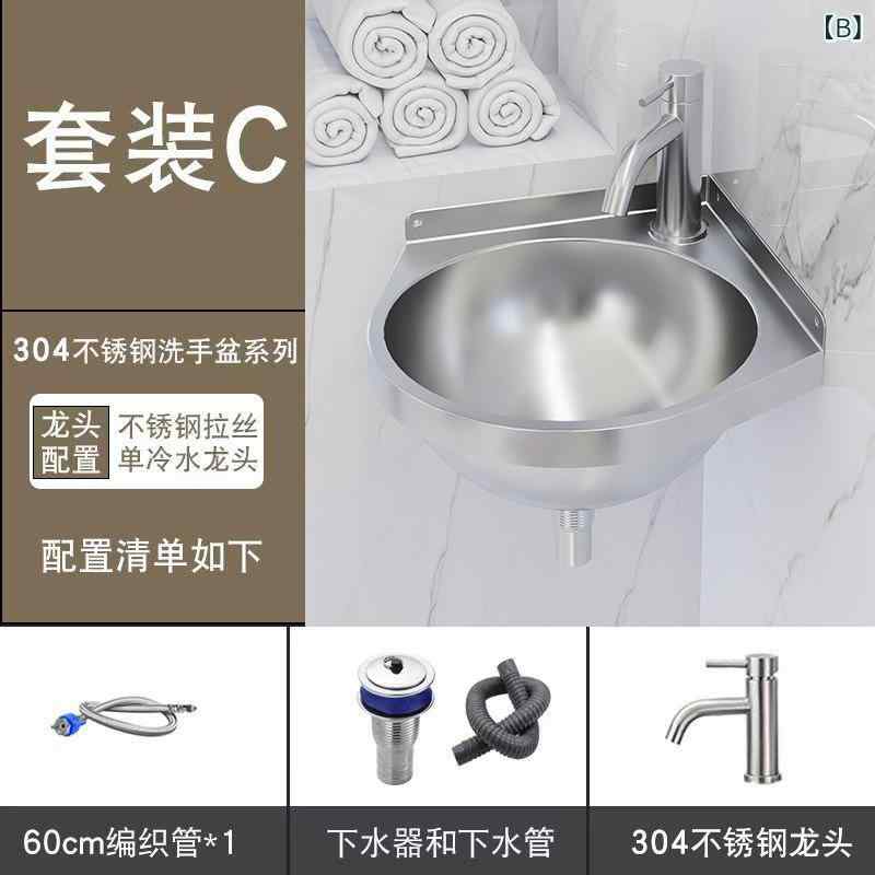 洗面ボウル 304ステンレス製 三角形 壁掛け コンパクト 省スペース 小型 家庭用 住...
