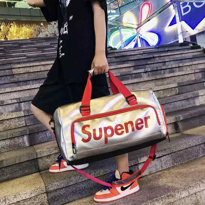 ボストンバッグ 男女兼用 PUレザー 合成革 36-55L 大容量 防水 軽量 ショルダーバッグ 手提げ 持ち手 旅行 出張 ジム フィットネス スポーツ 短距離 普段使い カジュアル レッド ブラック