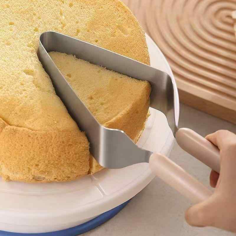 ケーキカッター ケーキ切り分け器 ステンレス製 三角切り 分割器 スライサー 製菓用品 お菓子作り ケーキカットツール 業務用 家庭用 ベーキングツール シルバー