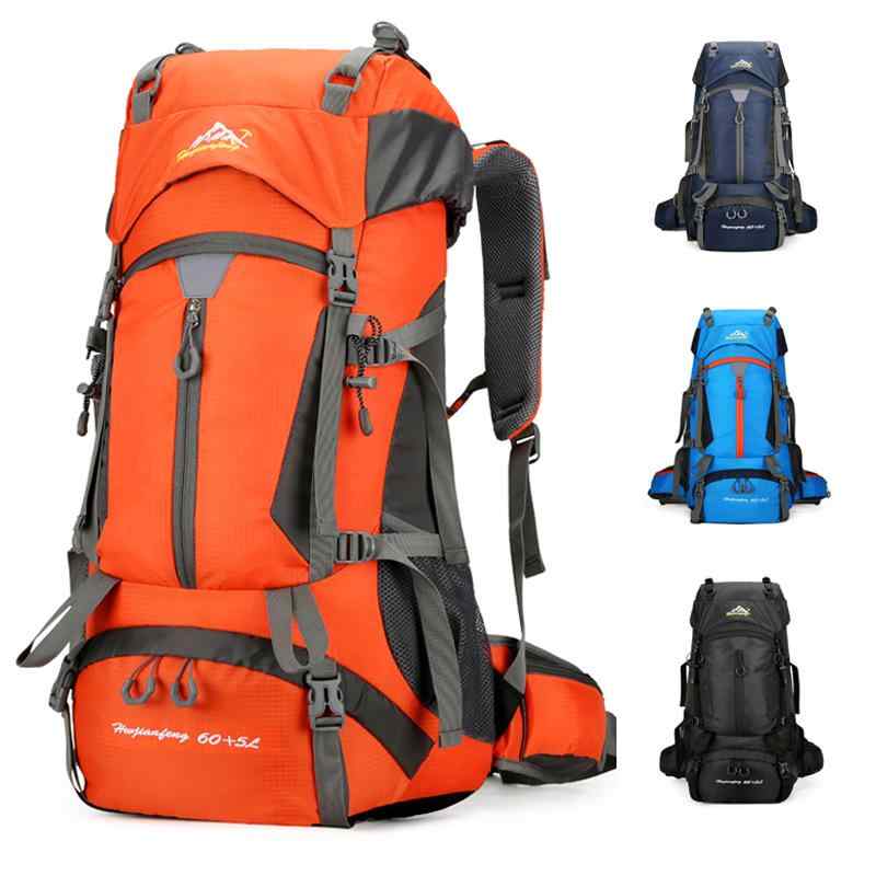 リュックサック バックパック 男女兼用 ポリエステル製 大容量 60+5L 防水 耐摩耗 撥水 登山 登山ウェア ハイキング キャンプ アウトドア 旅行 トレッキング 軽量 クッション背負い心地 負担軽減 ブラック ネイビー オレンジ ライトブルー