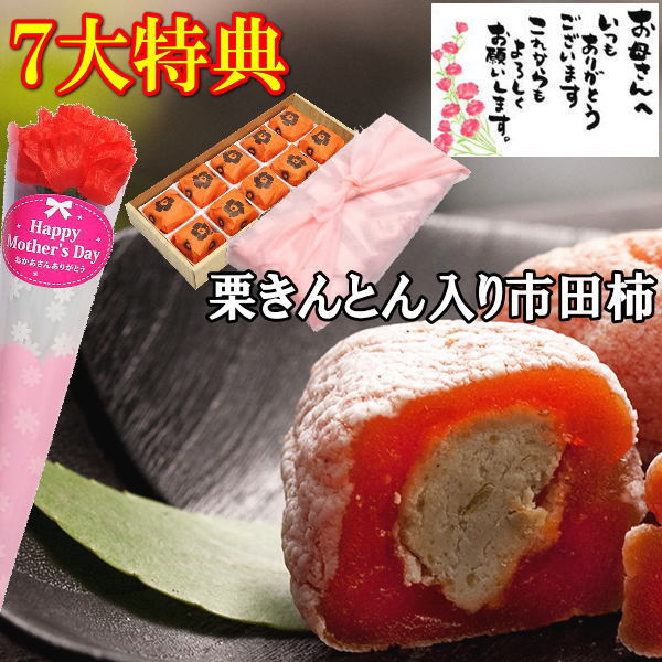 花と栗きんとんのセット ＼P最大10倍 まだ間に合う／母の日 プレゼント ギフト 和菓子 スイーツ お菓子 フルーツ カーネーション 花 花束 選べる メッセージカード 花とセット 人気 高級 母の日のプレゼント 岐阜中津川 栗きんとん 入り 市田柿 栗柿10個 干し柿 お取り寄せ 栗 楽天総合ランキング1位