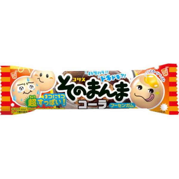 そのまんまガムシリーズです。 やわらかガムの中にとろーりペースト！が入った、駄菓子で定番の甘いコーラ味です。 【内容量】3個【入数】240コ 【2024/02/26発売】