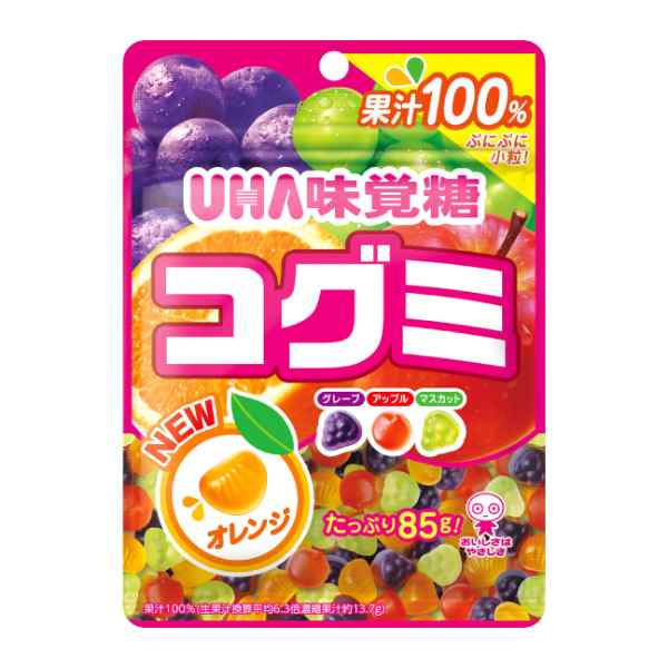 果汁がたっぷり詰まっているので、小粒でも濃厚な果実感を味わえます。 しっかりとした弾力があり、そのぷにぷに食感がクセになる！一粒ずつ、噛み応えのあるグミです。 グレープ・マスカット・オレンジ・アップル4種のフルーツアソートグミ。 【内容量】85g【入数】10コ 【2023/05/01発売】