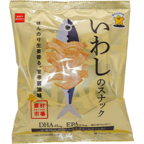 おやつカンパニー 素材市場いわしのスナック（ほんのり生姜香る、甘辛醤油味） 61g 24コ入り (4902775070461x2)