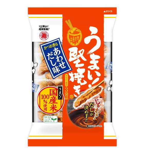 越後製菓 うまい!堅焼きかつお香るあわせだし味 96g×12袋入