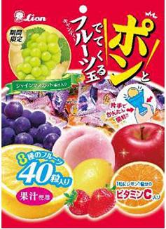 【心ばかりですが…クーポンつきます☆】ライオン菓子 ポンとでてくるフルーツ玉 140g×6袋入