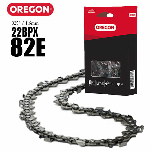 【この商品について】 オレゴン（OREGON）純正のソーチェン「22BPX-82E」です。ピッチ.325"、ゲージ.063”(1.6mm)のBPXタイプで、錆を抑えるブルーカッター仕様です。 ・メーカー：オレゴン（OREGON） ・型番：22BPX-82E ・ピッチ：.325" ・ゲージ：.063”(1.6mm) ・入数：1本・3本・5本から選択 【選び方・ご注意】 チェンソー本体のスプロケットのピッチと、ガイドバーのサイズ・ピッチ・ゲージを必ずご確認ください。ソーチェンの返品交換はお受けできません。 【よくある質問】 Q. 「ソーチェーン」と「ソーチェン」は同じものですか？ A. はい、同じものです。チェーンソー（チェンソー）の替刃のことです。 お客様によりお求めやすい価格でお買い物いただけるよう、送料節約のため、ソーチェン発送の際ソーチェンの箱を畳んだ状態で発送させて頂きます。主にスマートレターを使用し配送致しますが、複数ご注文の場合は異なる場合がございます。あらかじめご了承下さい。 ●お使いのチェーンのタイプと長さを確認して選ぶ● ソーチェンを交換するときは、お使いのチェーンのタイプと長さを確認し、正しいソーチェンをお選びください。あらかじめチェンソー本体からガイドバーを取り外し、さらにガイドバーからソーチェンを外してください。 商品情報 メーカー名 オレゴン 商品名 オレゴン純正ソーチェン22BPX-82E ピッチ .325" ゲージ .063”(1.6mm) ドライブリンク数(コマ数) 82 商品説明 マイクロゼルカッターのBPX タイプは、その切削機能の高さから多くのプロに愛用されています。プロ用でありながら、新設計のドライブリンクでキックバックを大幅に削減。より安心して使用できるチェーンです。タイストラップは、自動給油機構を備えたルーブリリンク仕様です。 特長は、ルブリテックによってチェーンとバーの摩擦を低減し、長寿命化。錆を抑制するブルーカッター仕様。オレゴン独自の特許合金OCS-01による高い耐久性。 注意事項 チェンソー本体チェンスプロケットのピッチ、装着されているガイドバーのサイズ、装着されているガイドバーのピッチとゲージを必ずご確認ください。ソーチェンの返品交換は一切お承りする事ができませんので、間違いのないソーチェンをご注文くださいますようお願い致します。