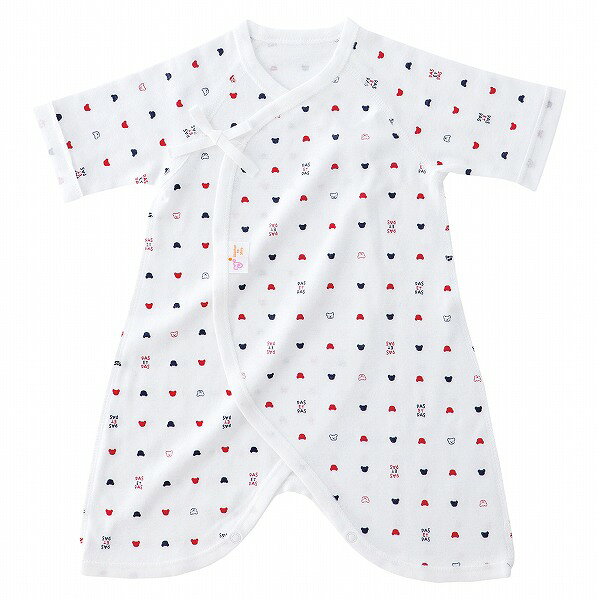 マタニティ&ベビー apibaby storeの赤ちゃんの城 日本製 出産準備 出産祝い 新生児 ベビー肌着 コンビ肌着 総柄 トリコロール 綿100％ フライス 春夏秋冬 オールシーズン用 男の子 女の子【ネコポス便OK】｜アングル3