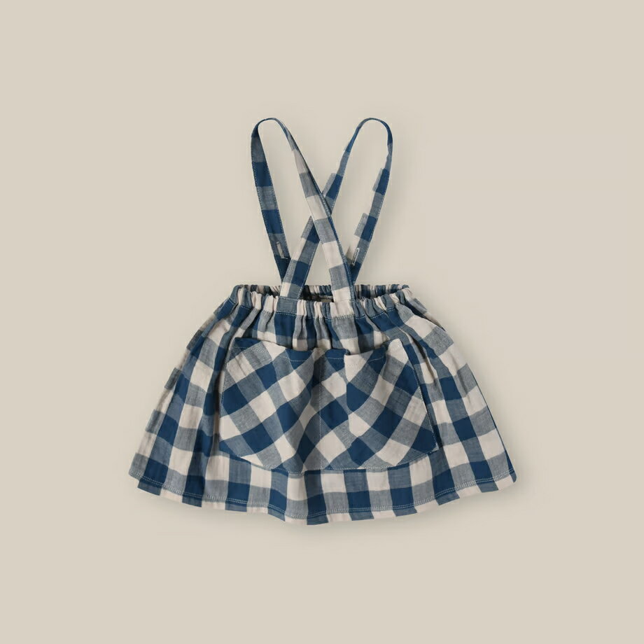 スカート　Pottery Blue Gingham Maker Crossback Skirt /organiczoo(オーガニックズー) 【ネコポス】