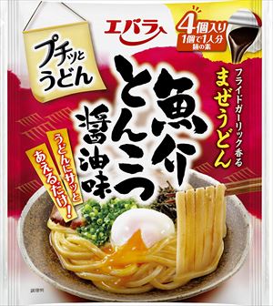 送料無料 エバラ プチッとうどん 魚介とんこつ醤油味 (22g×4P) ×12袋