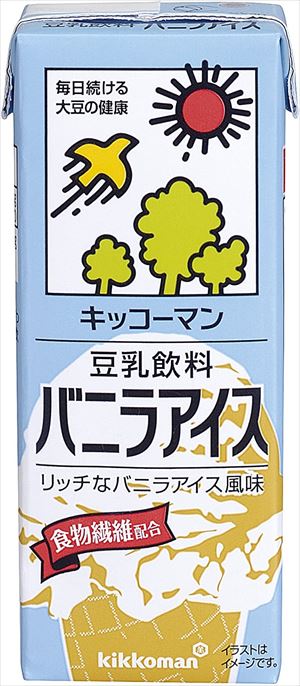 送料無料 キッコーマン 豆乳飲料 バニラアイス 200ml×18本 CS