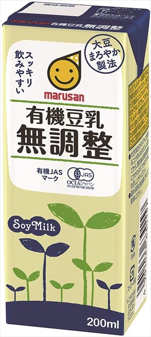 送料無料　マルサン 有機豆乳無調整 200ml×12本 1