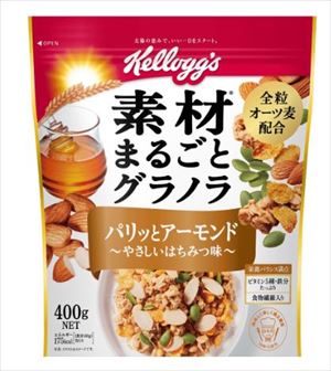 送料無料 ケロッグ 素材まるごとグラノラパリッとアーモンド やさしいはちみつ味 400g×6袋