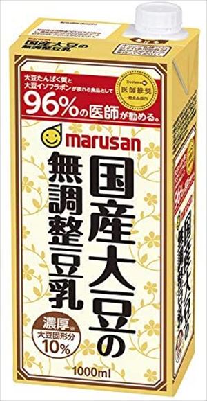 送料無料 マルサンアイ 濃厚10％国産大豆の無調整豆乳 1000ml紙パック×12本